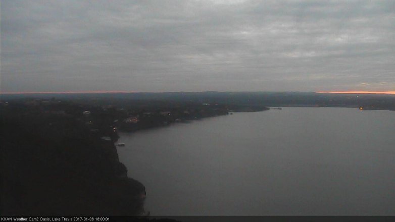 Lake Travis webcam, January 8, 2017 5:05 PM CT