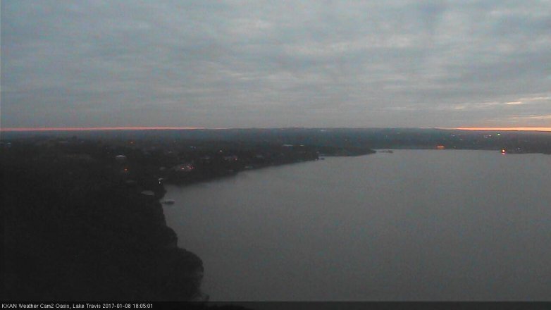 Lake Travis webcam, January 8, 2017 5:30 PM CT