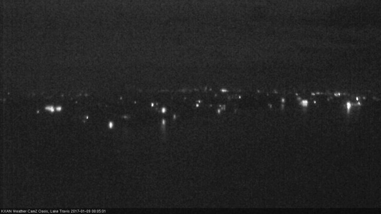 Lake Travis webcam, January 8, 2017 11:25 PM CT