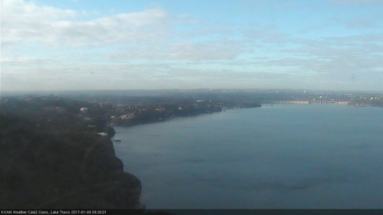 Lake Travis webcam, January 9, 2017 9:00 AM CT