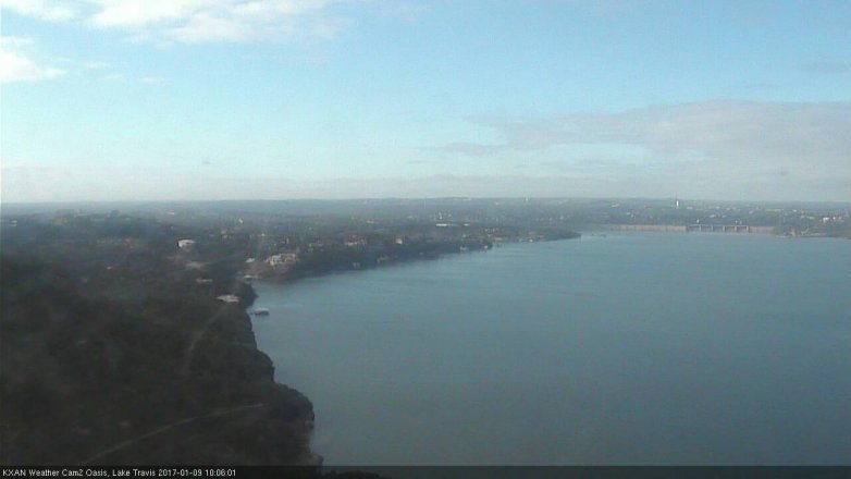 Lake Travis webcam, January 9, 2017 9:15 AM CT