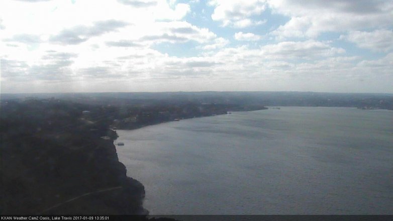 Lake Travis webcam, January 9, 2017 12:40 PM CT