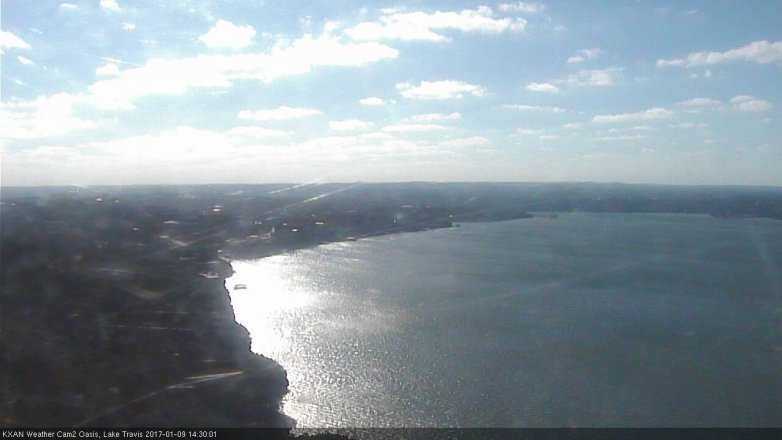 Lake Travis webcam, January 9, 2017 1:35 PM CT