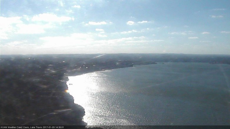 Lake Travis webcam, January 9, 2017 1:55 PM CT