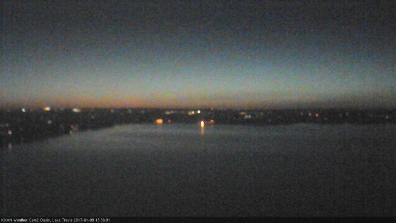 Lake Travis webcam, January 9, 2017 6:05 PM CT