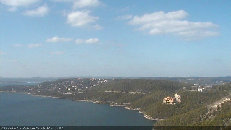 Lake Travis webcam, January 11, 2017 1:20 PM CT
