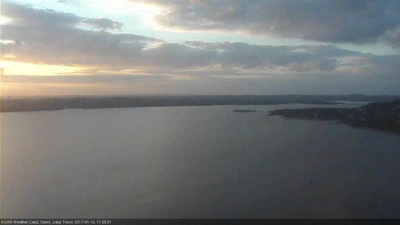 Lake Travis webcam, January 12, 2017 5:05 PM CT