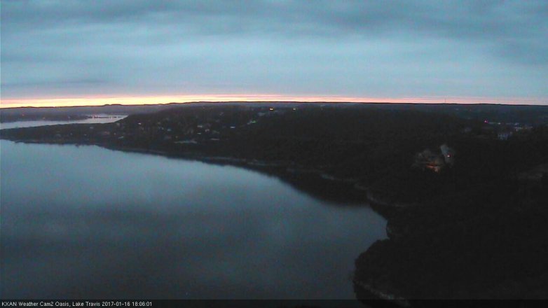 Lake Travis webcam, January 16, 2017 5:10 PM CT