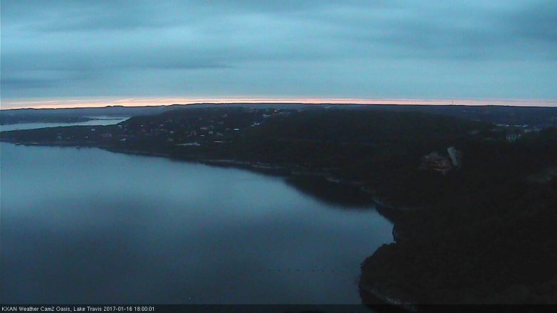 Lake Travis webcam, January 16, 2017 5:25 PM CT