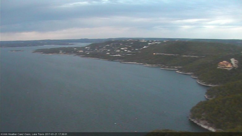 Lake Travis webcam, January 21, 2017 4:45 PM CT