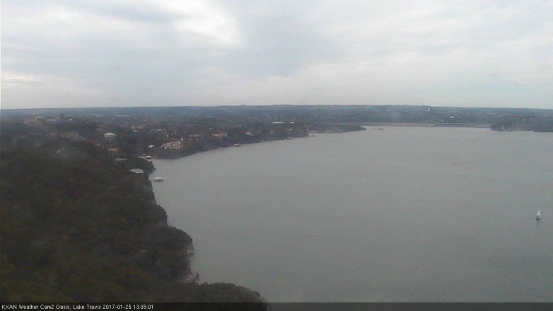 Lake Travis webcam, January 25, 2017 12:30 PM CT