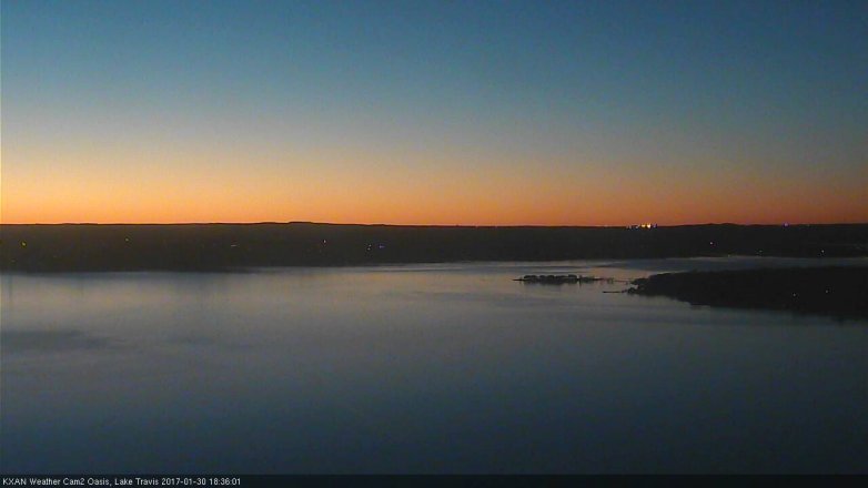Lake Travis webcam, January 30, 2017 5:55 PM CT