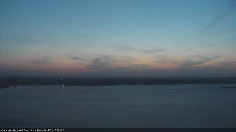 Lake Travis webcam, March 16, 2017 7:30 PM CT