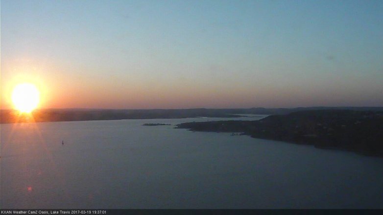 Lake Travis webcam, March 19, 2017 6:55 PM CT