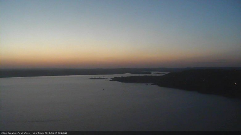 Lake Travis webcam, March 19, 2017 7:10 PM CT