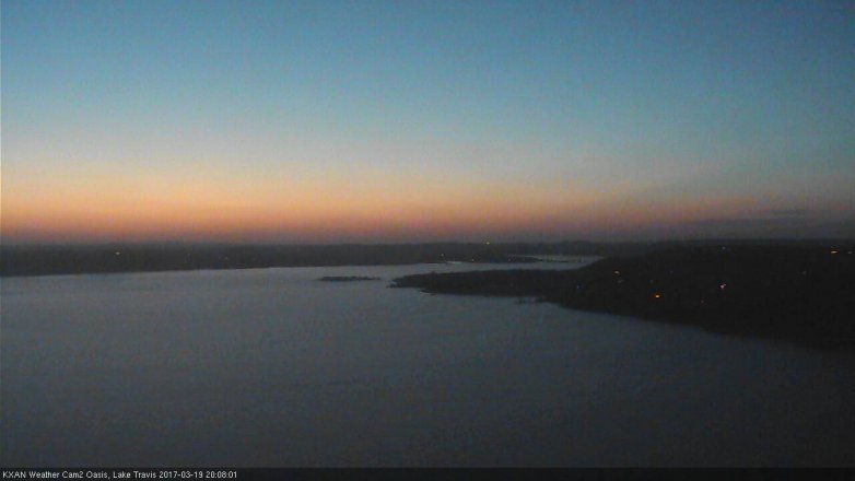Lake Travis webcam, March 19, 2017 7:15 PM CT