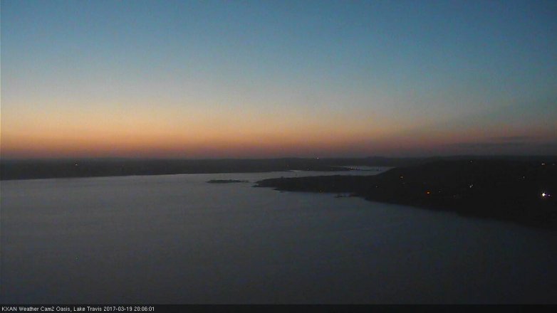 Lake Travis webcam, March 19, 2017 7:35 PM CT