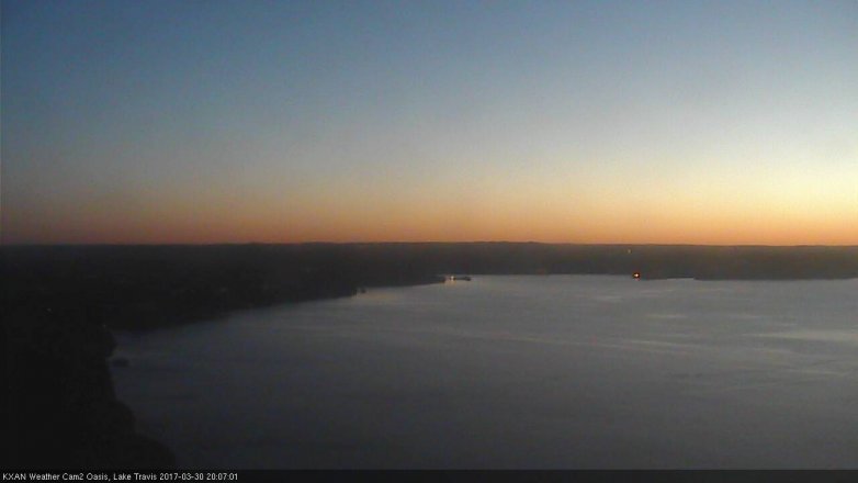 Lake Travis webcam, March 30, 2017 7:30 PM CT