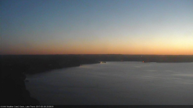 Lake Travis webcam, March 30, 2017 7:40 PM CT