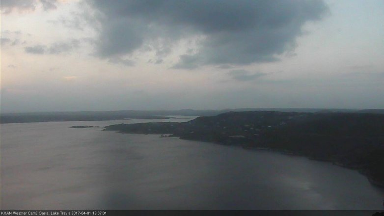 Lake Travis webcam, April 1, 2017 6:45 PM CT