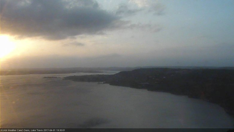 Lake Travis webcam, April 1, 2017 6:50 PM CT