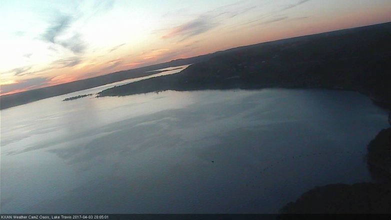 Lake Travis webcam, April 3, 2017 7:30 PM CT