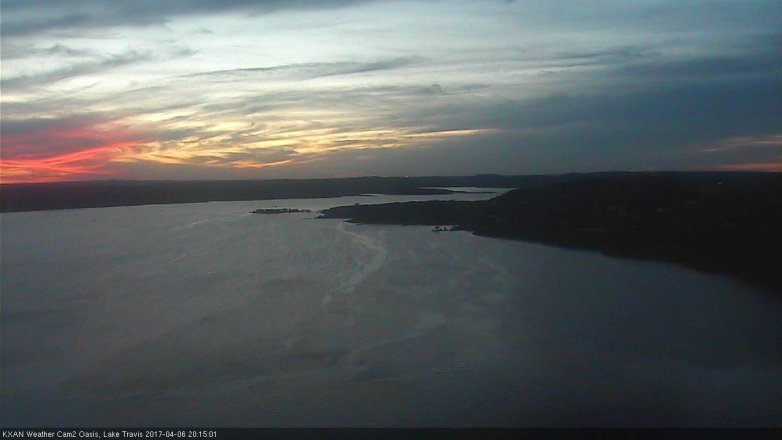 Lake Travis webcam, April 6, 2017 7:30 PM CT