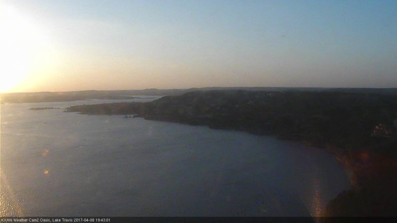 Lake Travis webcam, April 8, 2017 7:05 PM CT