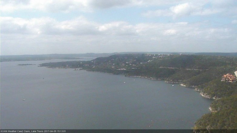 Lake Travis webcam, April 9, 2017 2:10 PM CT