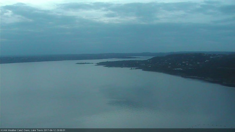 Lake Travis webcam, April 12, 2017 7:05 PM CT