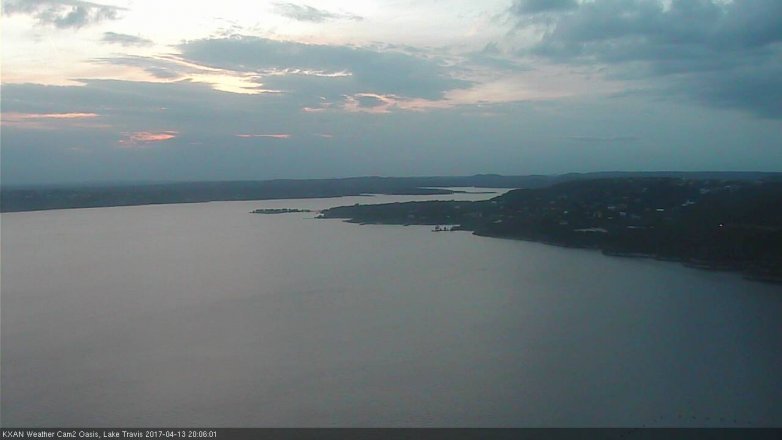 Lake Travis webcam, April 13, 2017 7:15 PM CT