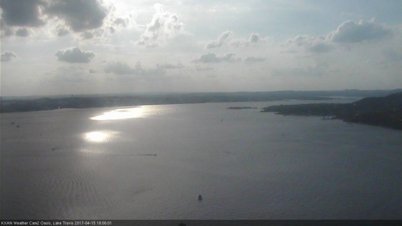 Lake Travis webcam, April 15, 2017 5:05 PM CT