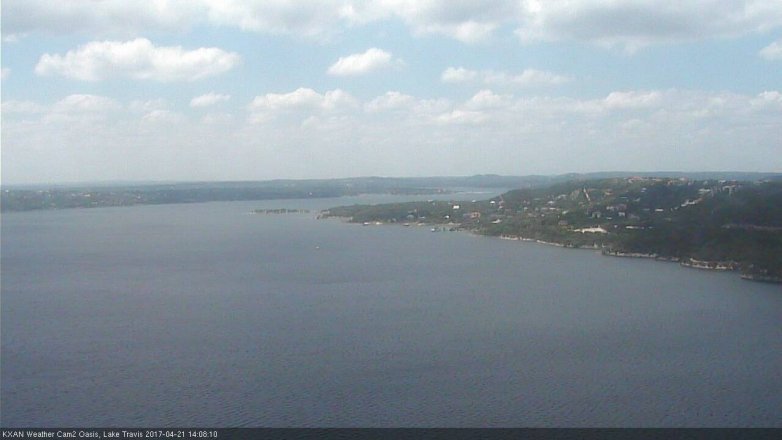 Lake Travis webcam, April 21, 2017 1:25 PM CT
