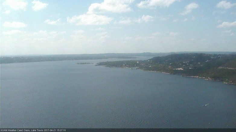 Lake Travis webcam, April 21, 2017 2:55 PM CT