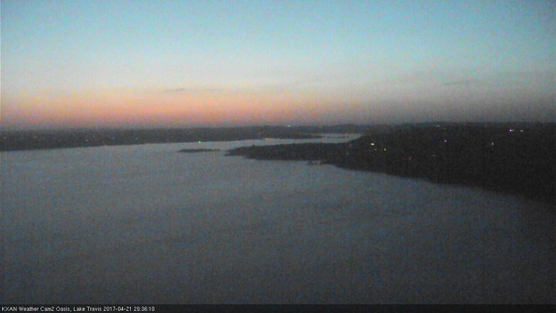 Lake Travis webcam, April 21, 2017 8:05 PM CT