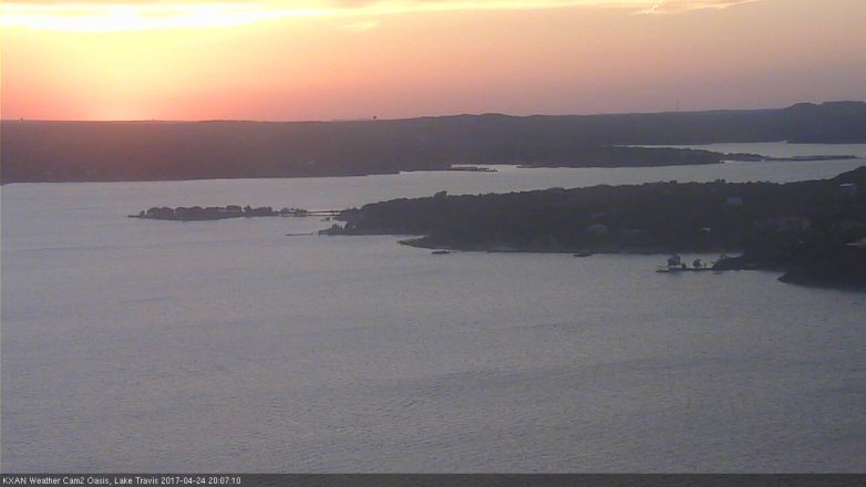 Lake Travis webcam, April 24, 2017 7:30 PM CT