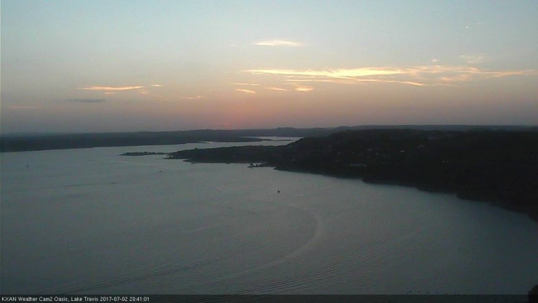 Lake Travis webcam, July 2, 2017 7:45 PM CT