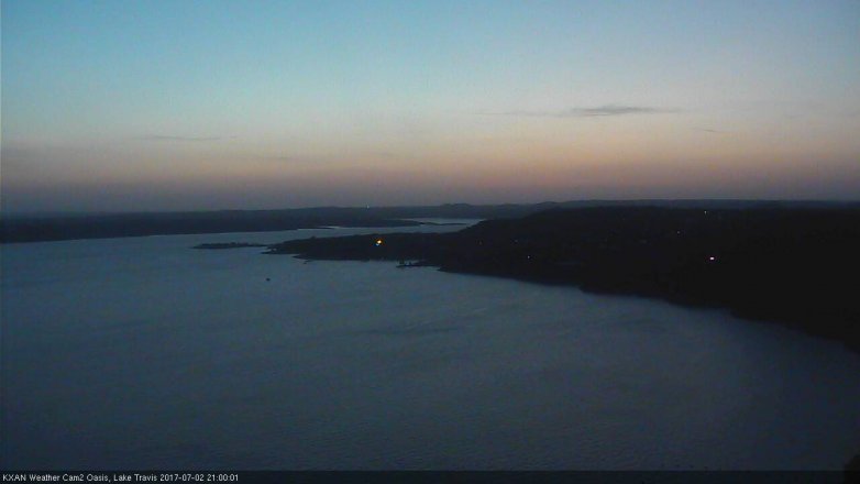 Lake Travis webcam, July 2, 2017 8:10 PM CT