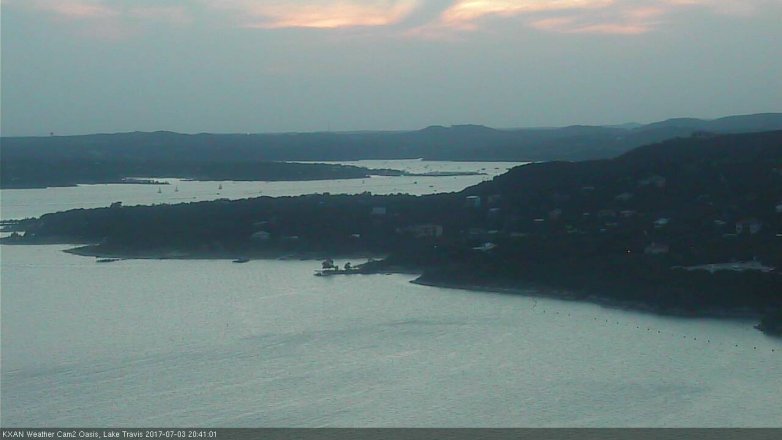 Lake Travis webcam, July 3, 2017 7:55 PM CT