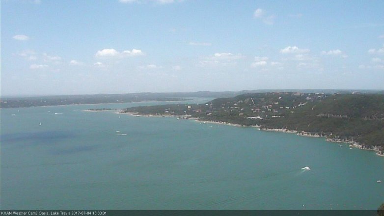Lake Travis webcam, July 4, 2017 12:50 PM CT