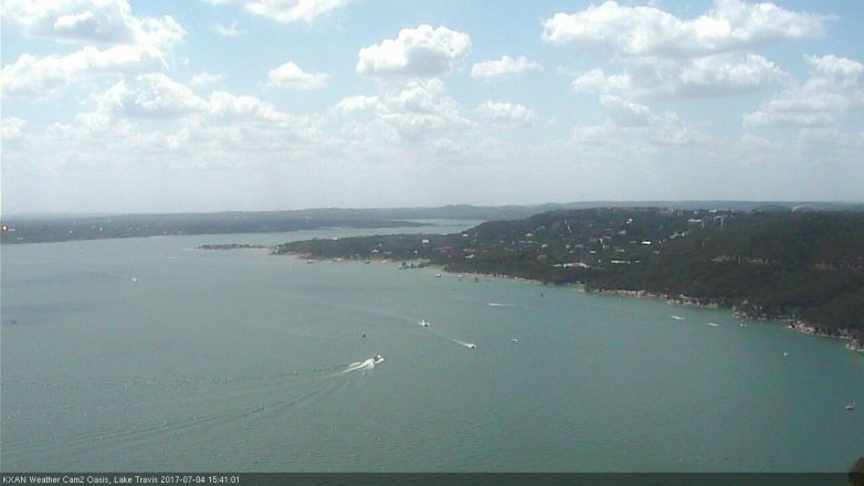 Lake Travis webcam, July 4, 2017 2:55 PM CT