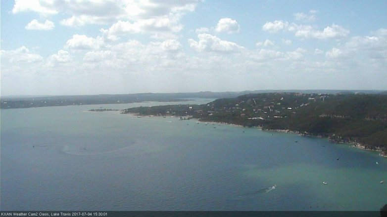 Lake Travis webcam, July 4, 2017 3:00 PM CT