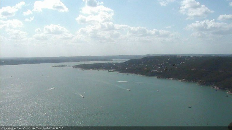Lake Travis webcam, July 4, 2017 3:45 PM CT