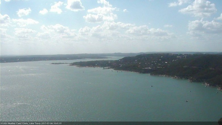Lake Travis webcam, July 4, 2017 3:55 PM CT