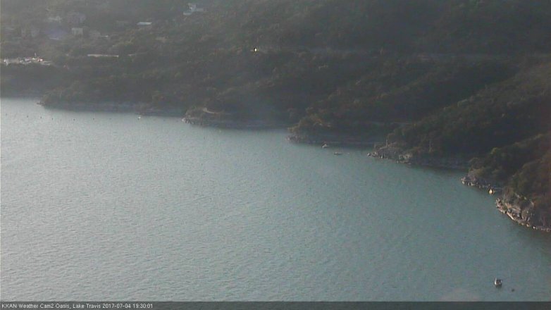 Lake Travis webcam, July 4, 2017 6:55 PM CT