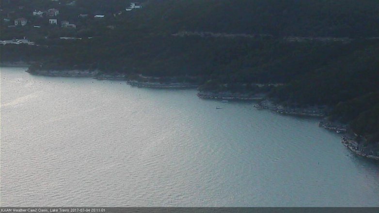 Lake Travis webcam, July 4, 2017 7:40 PM CT