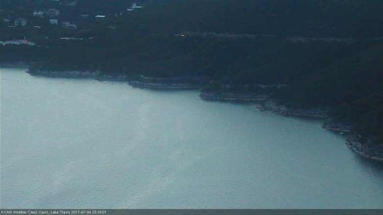 Lake Travis webcam, July 4, 2017 7:50 PM CT
