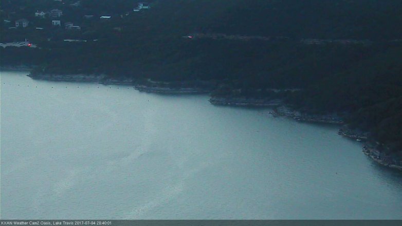 Lake Travis webcam, July 4, 2017 7:55 PM CT