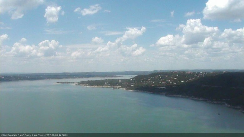 Lake Travis webcam, July 6, 2017 1:20 PM CT