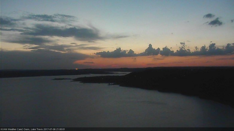 Lake Travis webcam, July 6, 2017 8:15 PM CT